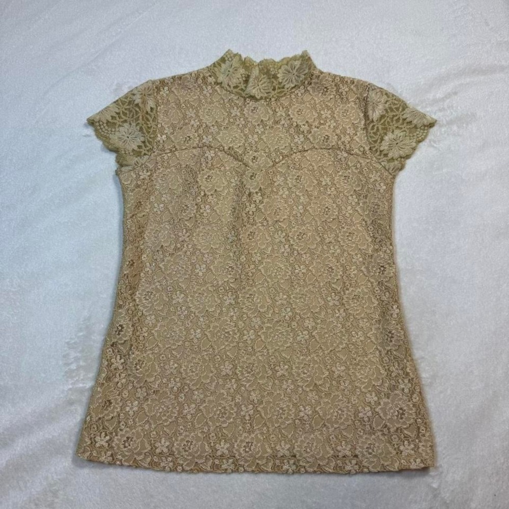 lace mock neck blouse